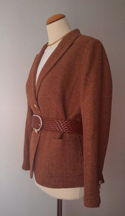 Blazer Talbots 48% lã, castanho mescla. Tamanho XL