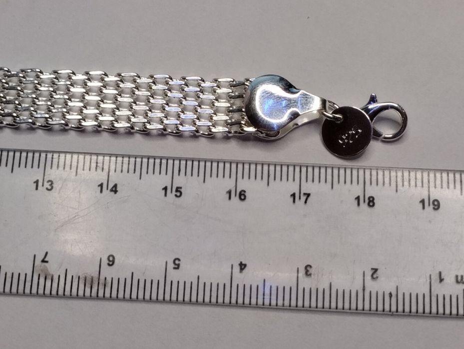 Bransoletka szeroka siatka 925srebro nowa na prezent Walentynki