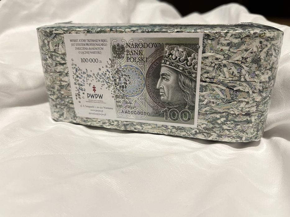 Brykiet PWPW - 100 000 zł w banknotach 100 zł