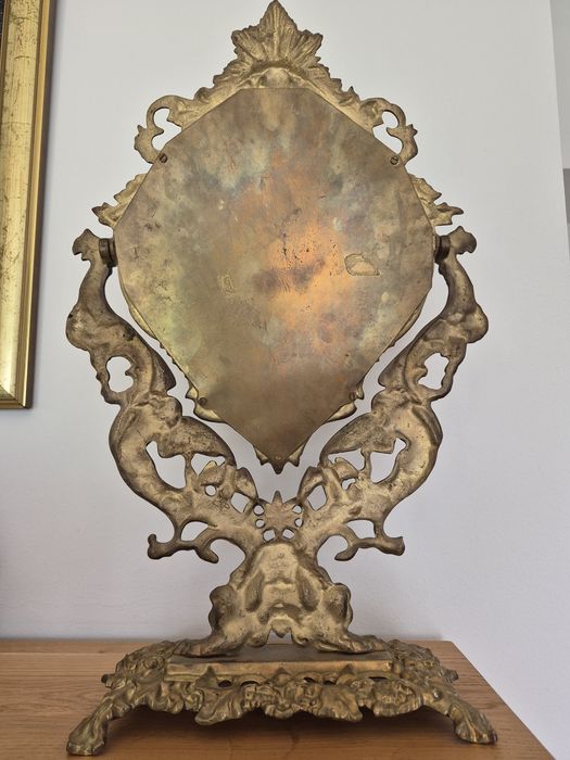 Stare duze mosiężne lustro stojące