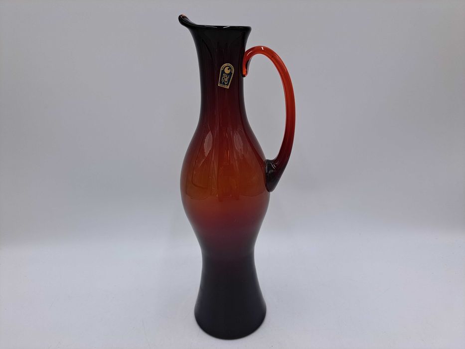 Wazon dzban amfora szklany czerwony Szkło Artystyczne Sudety Horbowy