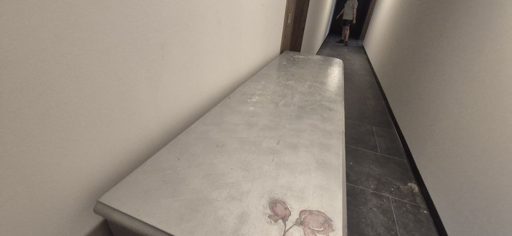 Duża stara antyczna srebrna komoda decoupage