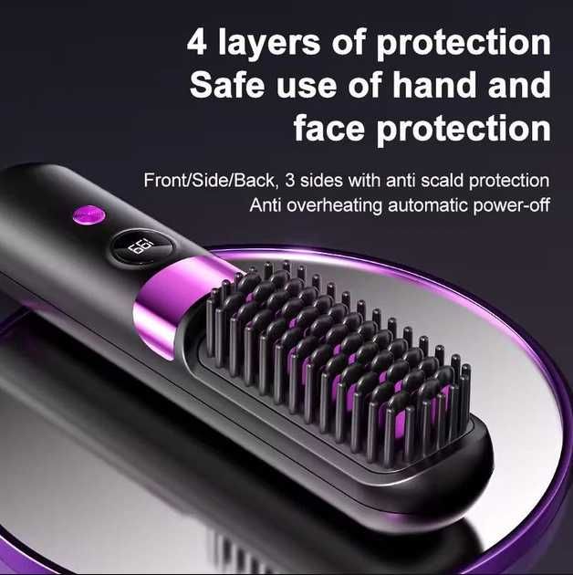 Беспроводная расческа-выпрямитель 2-в-1 для выпрямления волос Новая