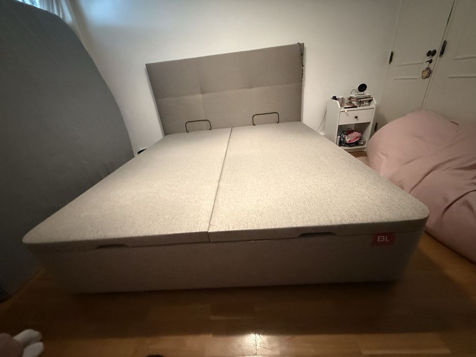 Cama bau + cabeceira + colchao tamanho  king size 180x200