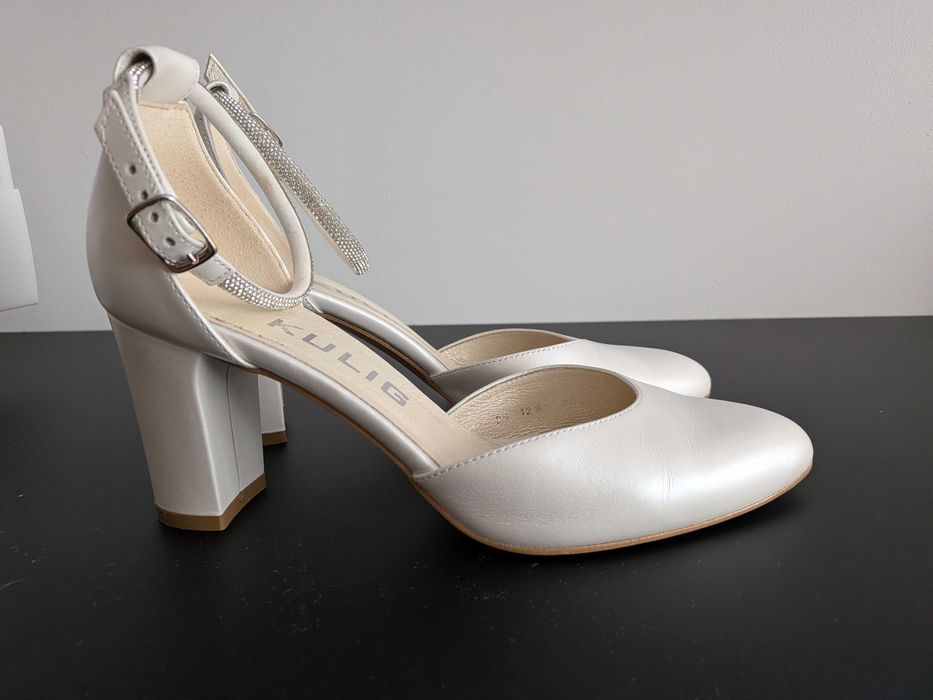 Buty ślubne sandały kulig rozmiar 37 kolor perłowy