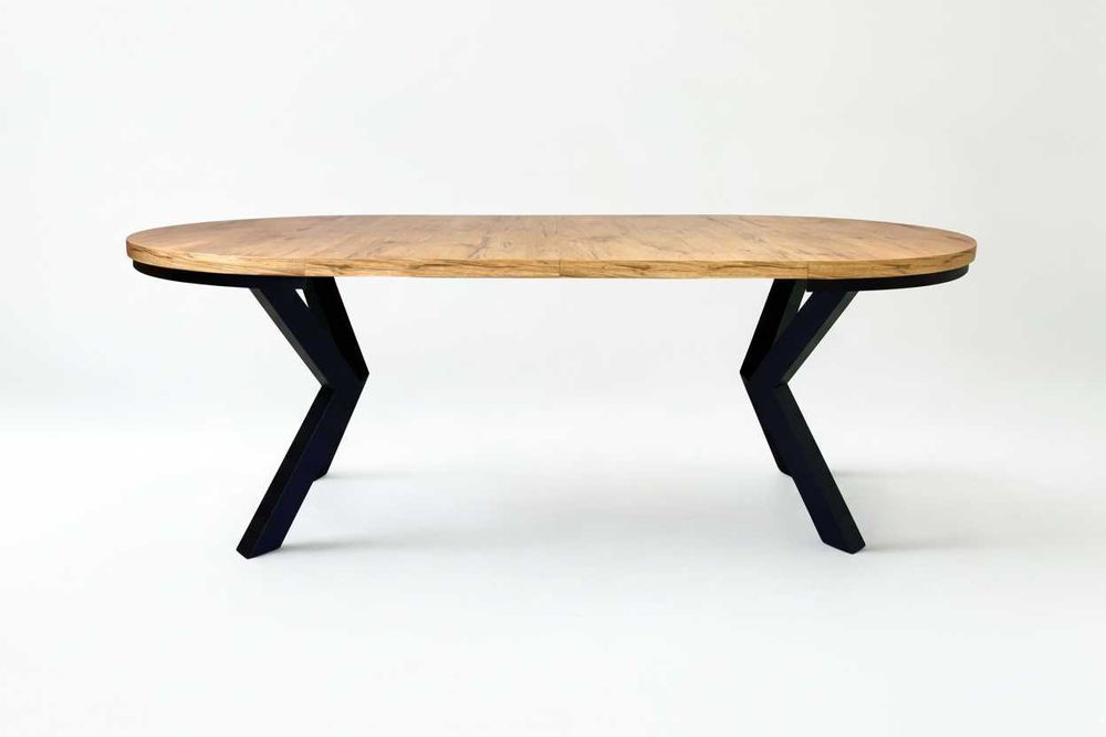 stół okrągły rozkładany pająk LOFT 120/220  z maskownicą nogi metal