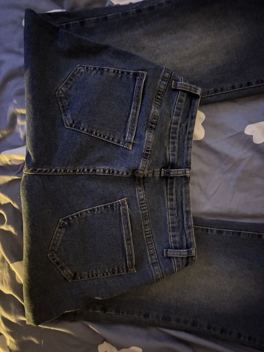 синие джинсы клеш shein