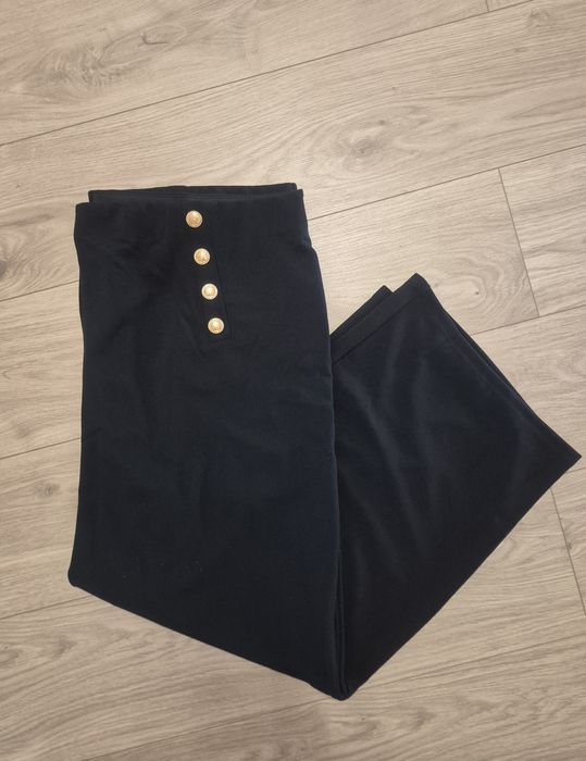 Granatowe szerokie spodnie dżersejowe plussize 56-58 H&M