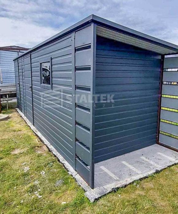 Schowek - Domek Ogrodowy 5x2m Wiata Drzwi Okno dach spad w tył ST153