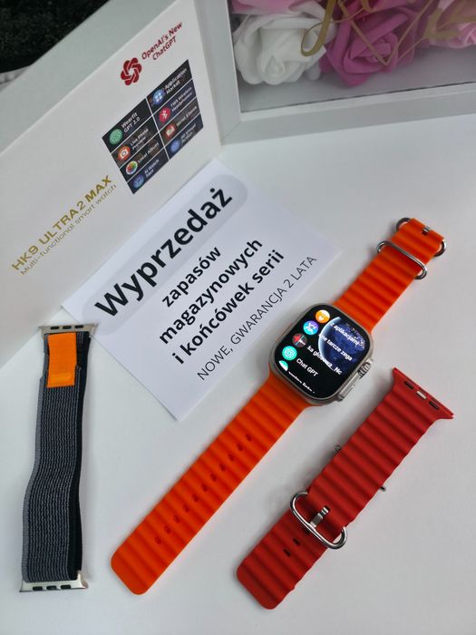 Smartwatch HK Ultra Max – AMOLED 2,12", połączenia Bluetooth, nowy
