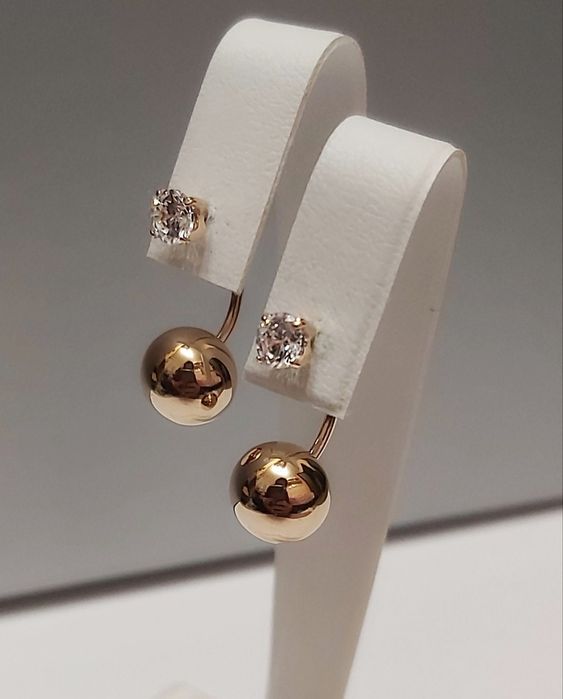 Яскраві сережки-кулі золото 585 нові