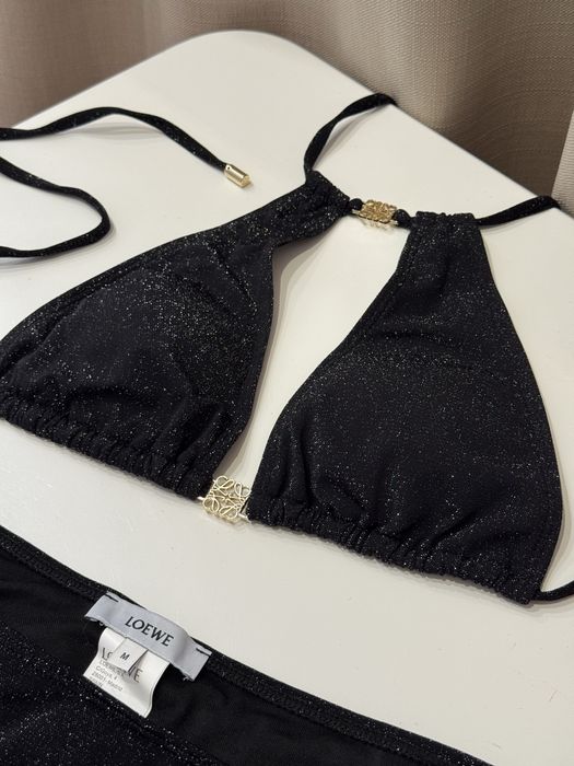 Купальник Loewe чорний сяючий М блискучий з блискітками на зав’язках