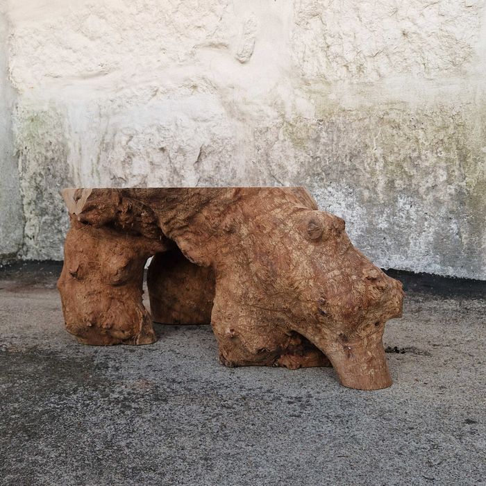 Mesa de centro natural, Pedaço de madeira, freixo maciço