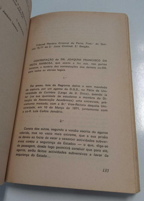 Estudantes de Coimbra no Plenário: peças de um processo