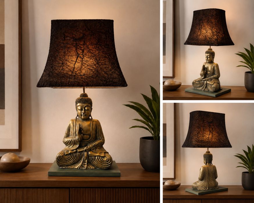 Candeeiro Buda Decorativo com Abat-Jour / Ambiente Zen e Elegante