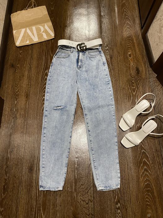 Мега круті прямі джинси фірми bershka з розрізами xxs-xs