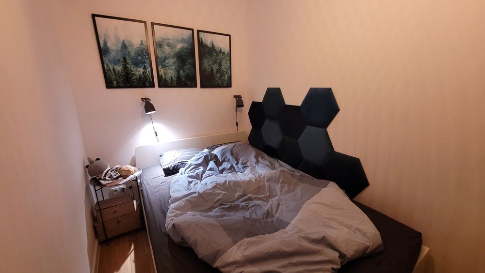 Rama łóżka Ikea Askvoll + dno Lönset, 140x200, bez materaca