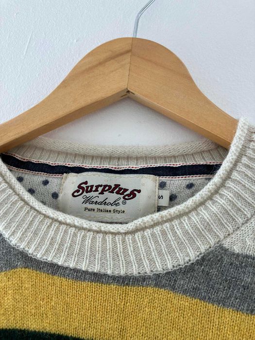 Vintage sweter w paski Surplus S 70% wełna