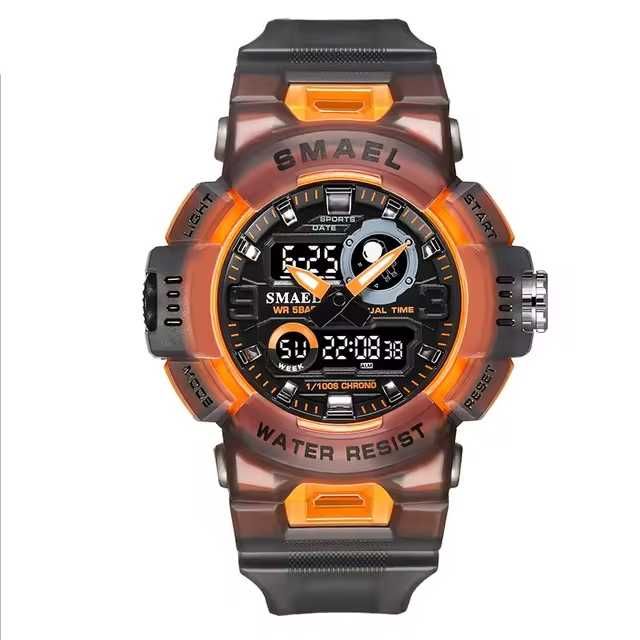 Zegarek młodzieżowy SMEAL model 8063 szary przeźroczysty pomarańczowy