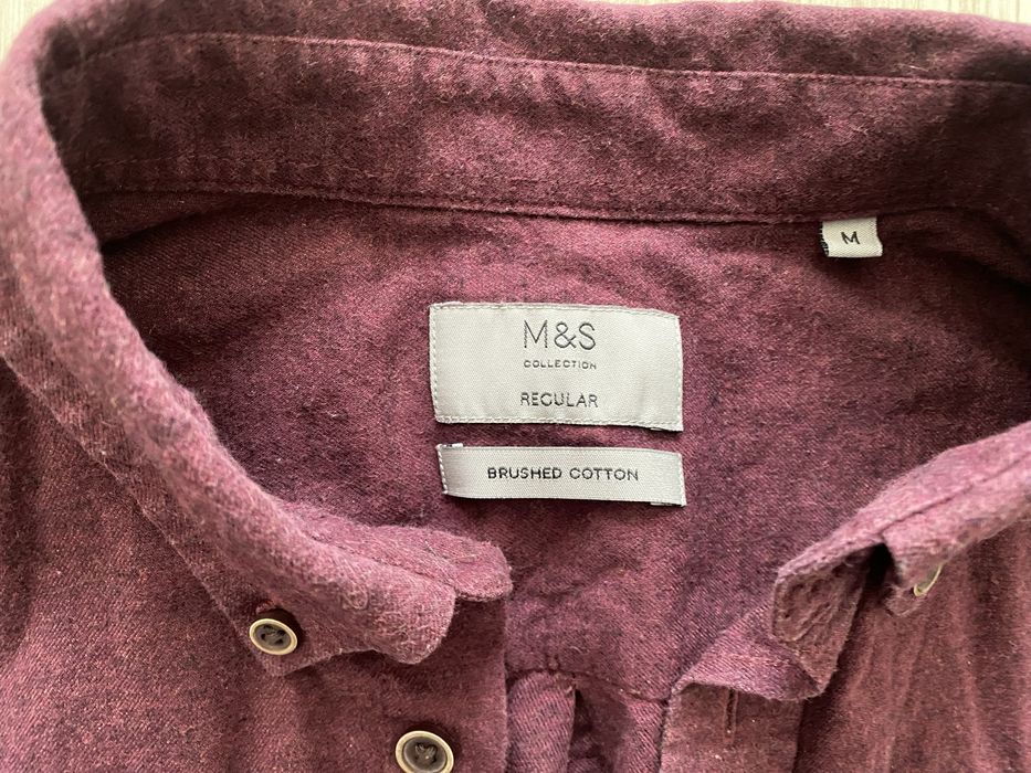 Bordowa flanelowa koszula Mark&Spencer m bawełna