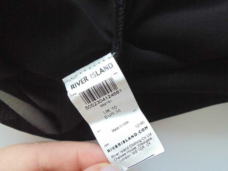 River Island nowa czarna halka na wąskich ramiączkach 36