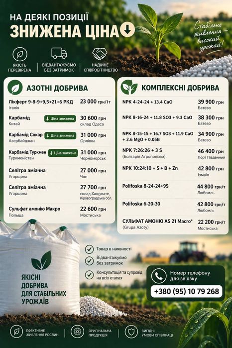Тіосульфат Амонія РКД NPK Азот Добрива Кас Карбамід Селітра Поліфоска