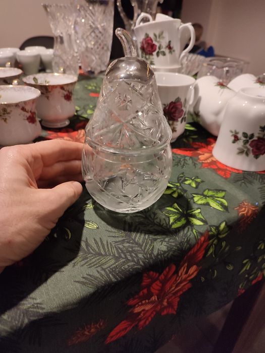Kryształowa gruszka kryształ pojemnik na cukierki herbatę zioła