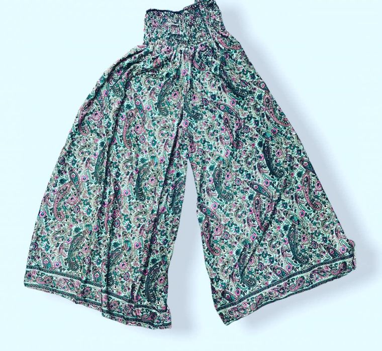 Calças pantalonas de seda indiana