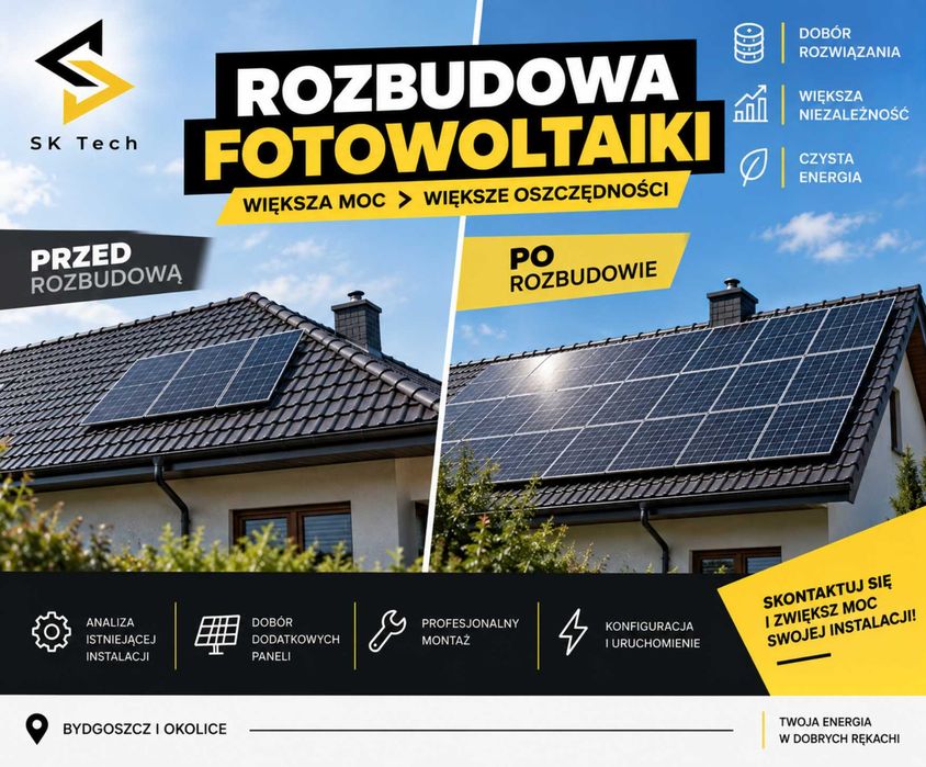 montaż magazynu energii z zasilaniem awaryjnym, serwis instalacji PV rozbudowa fotowoltaiki – zwiększenie mocy instalacji | SK-TECH
