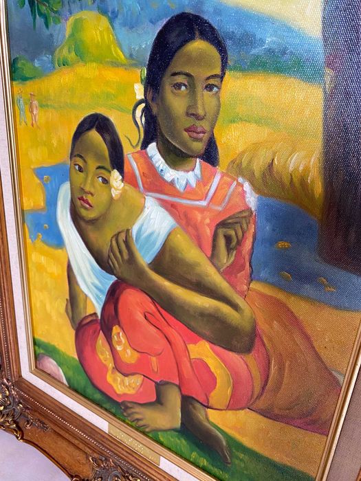 Quadro com reinterpretação de “Nafea Faa Ipoipo?” de Paul Gauguin