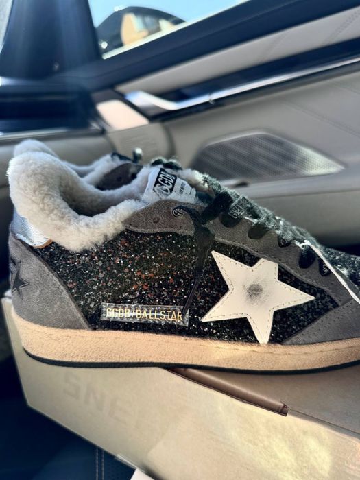 кеди утеплені чорні зимові   жіночі ggdb golden goose голден хутряні балстар ballstar