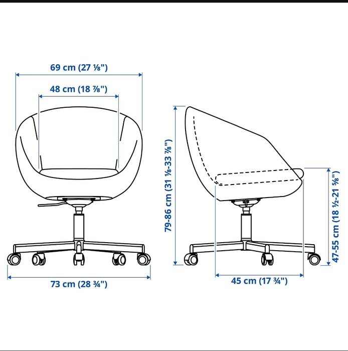 Krzesło biurowe obrotowe czerwone IKEA skruvsta  fotel
