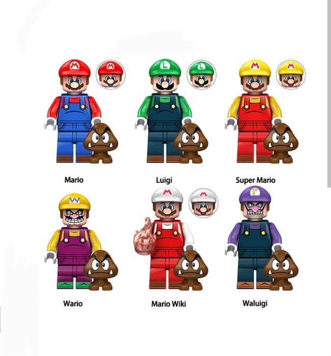 Nowe klocki zestaw figurek Super Mario Bros z grzybkami kompatybilne z Lego figurki Mario figurka Luigi gra film prezent