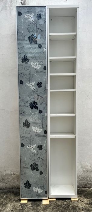 Armário BESTA Branco com Porta em Vidro Decorativa - 192 x 30 x 22 cm