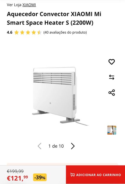Aquecedor Convector XIAOMI Mi Smart Space Heater S (2200W)