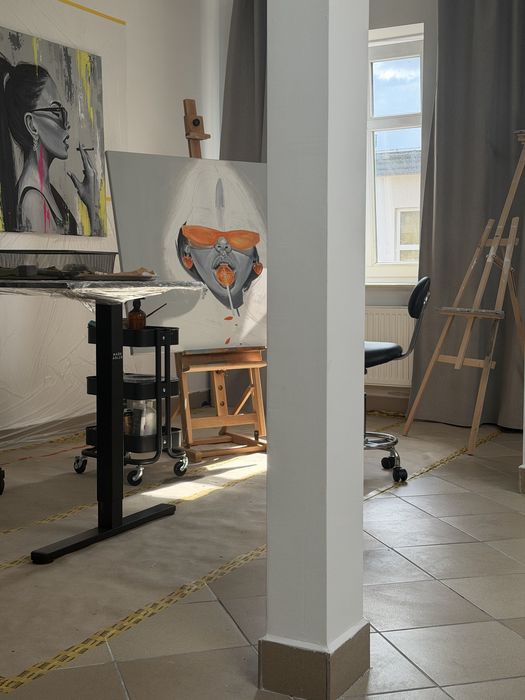 Duży obraz ręcznie malowany 100x90 abstrakcja