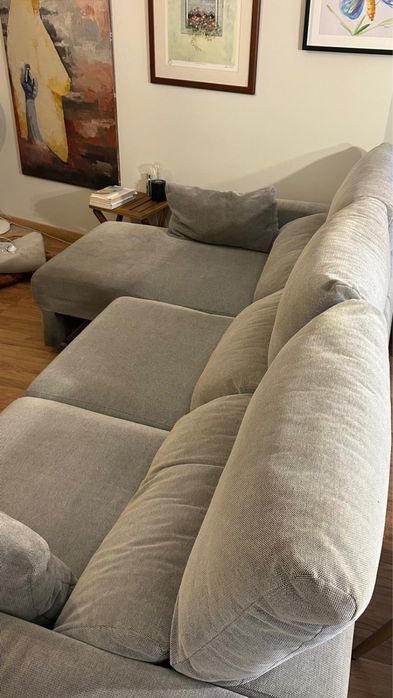 Sofá com chaise longue + encostos ajustáveis (como novo)