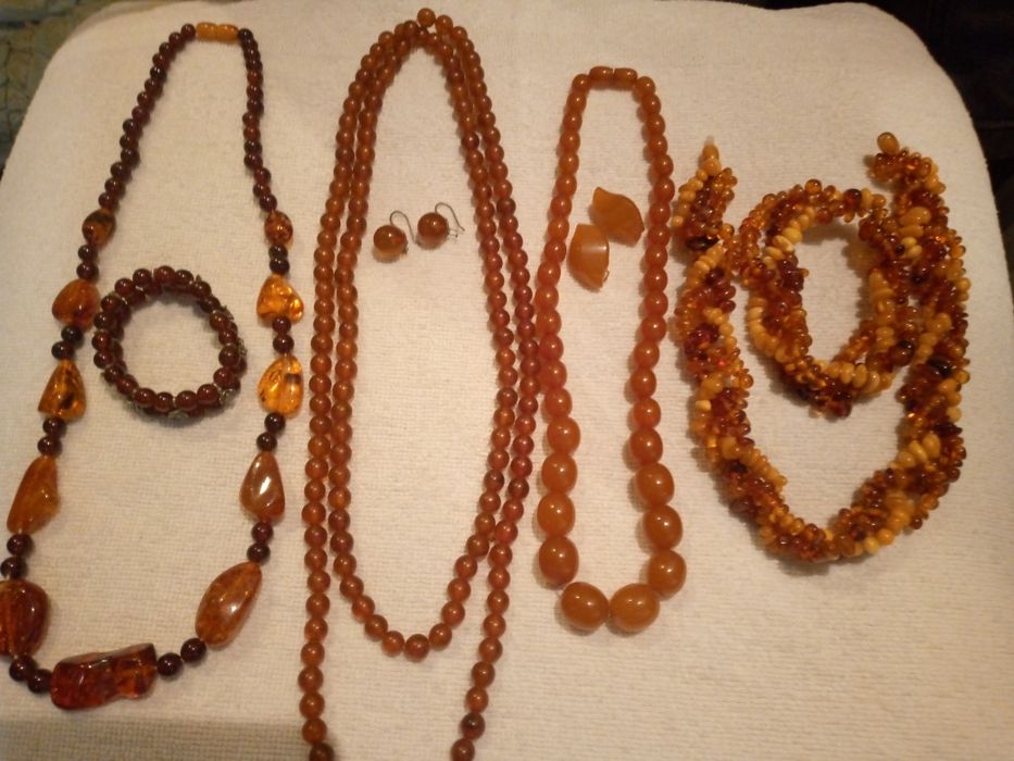 Янтарьные бусы комплект СССР, янтарь Калининград, серьги серебро янтар