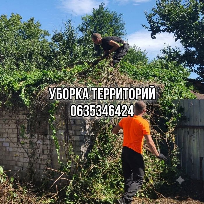 Уборка участка, территории трава, ветки,  бурьян, хлам. Вывозммусора с погрузкой