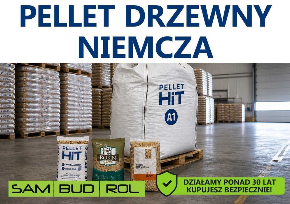 Pellet drzewny NIEMCZA , klasa A1 oraz A2, big bag i workowany, transport pod dom, bezpieczna płatność u kierowcy!
