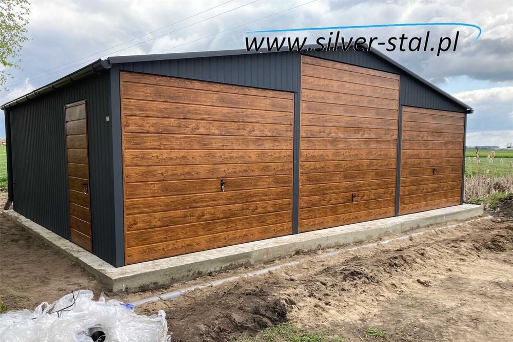 Garaż blaszany dwuspadowy 9x6 9x5 blaszak wiata blaszaki Silver-Stal