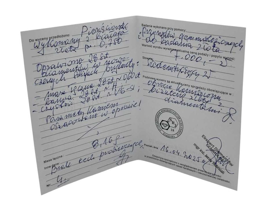 Piękny Złoty Pierścionek 8,16G 750 Diamenty r.18