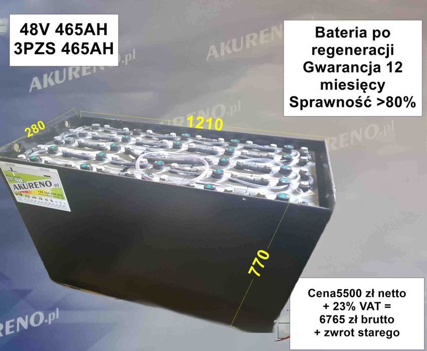 Akumulator do wózka widłowego 48V 465Ah Fotowoltaika, Bank Energii