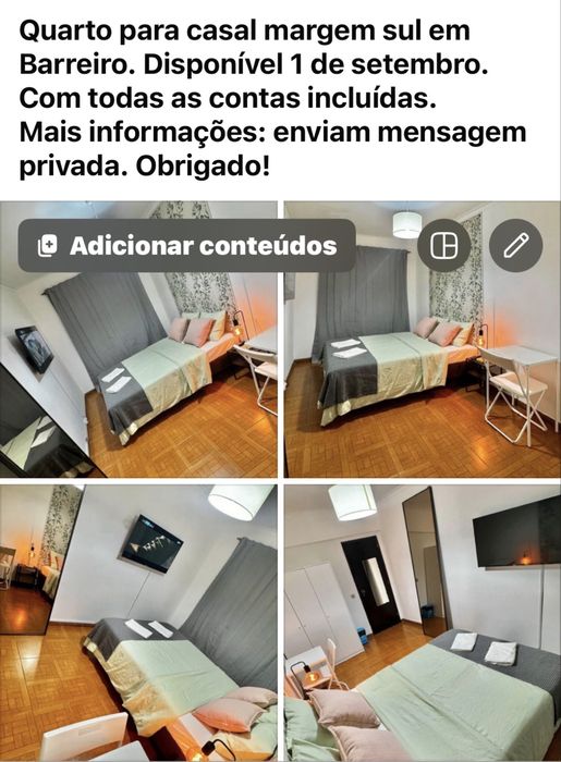 Quarto para casal margem em barreiro
