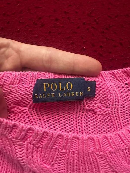 Różowy sweter warkocz Polo Ralph Lauren damski cable knit klasyk