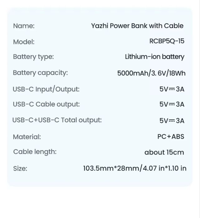 Міні Power Bank ROCOREN 5000 mAh 15W