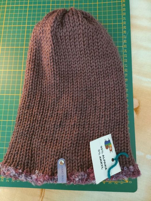 Mega ciepła czapka dwustronna dwuwarstwowa bezszwowa handmade