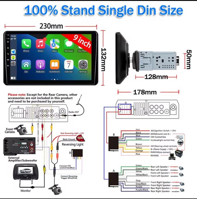 Автомагнітола 9" Android T100 Leadfan CarPlay Android Auto GPS