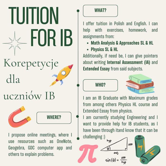 Korepetycje IB z Fizyki oraz Matematyki AA, IB tutoring