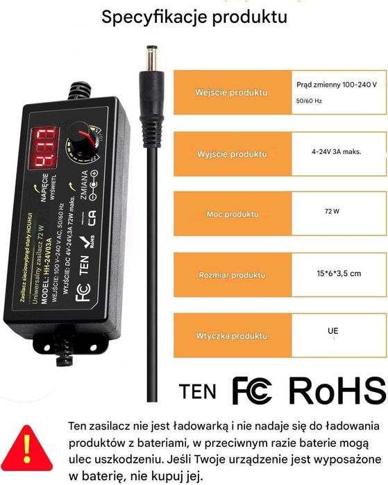 Regulowany zasilacz sieciowy HOUHUI